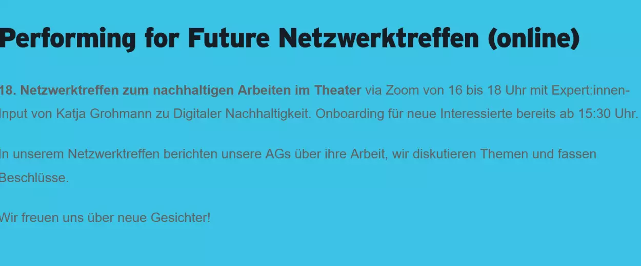 Performing for Future Netzwerktreffen (online)